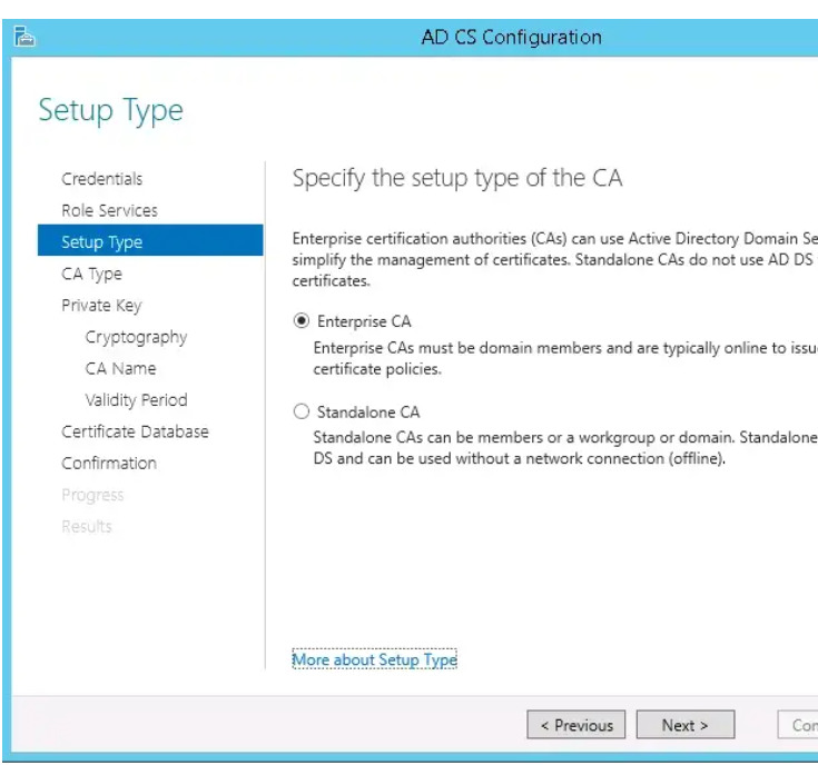 Choose Enterprise CA