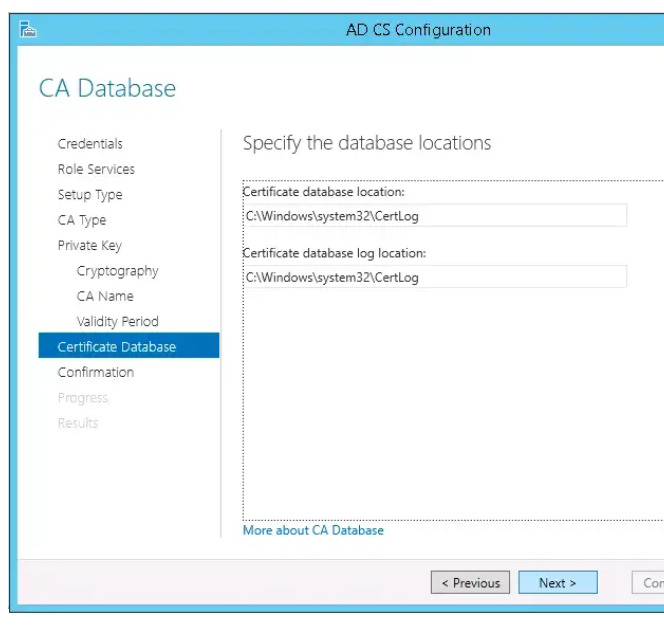 Configure Certificate Database Logs